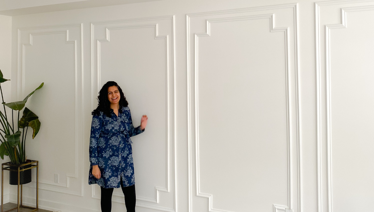 DIY picture frame wainscoting accent wall
