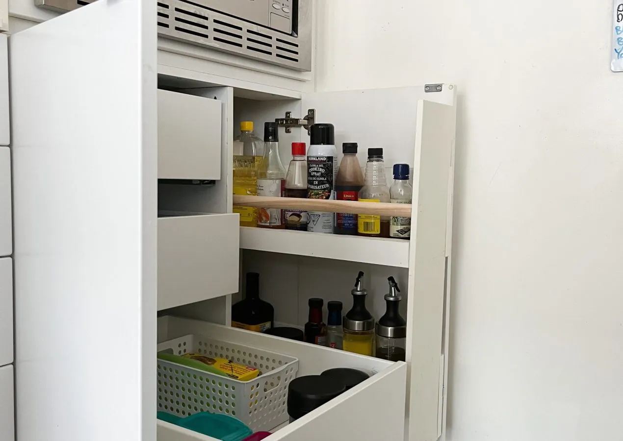The easiest way to add sliding drawers to existing kitchen cabinets
