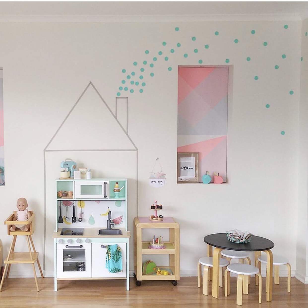 Play area for kids with ikea play kitchen