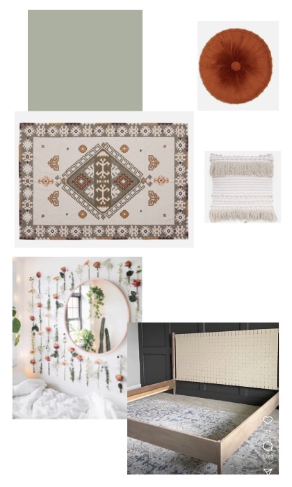 Mood board for a garden guest room 