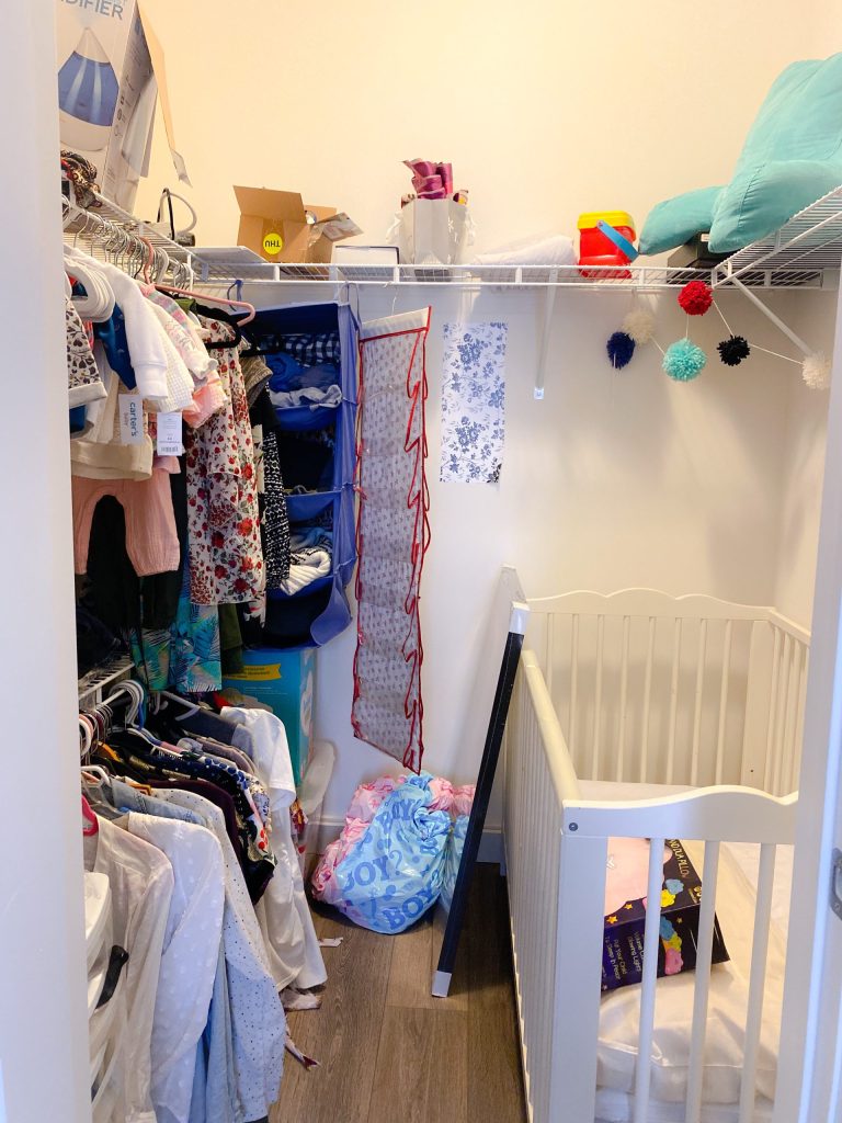 Closet turned into Baby girl nursery
