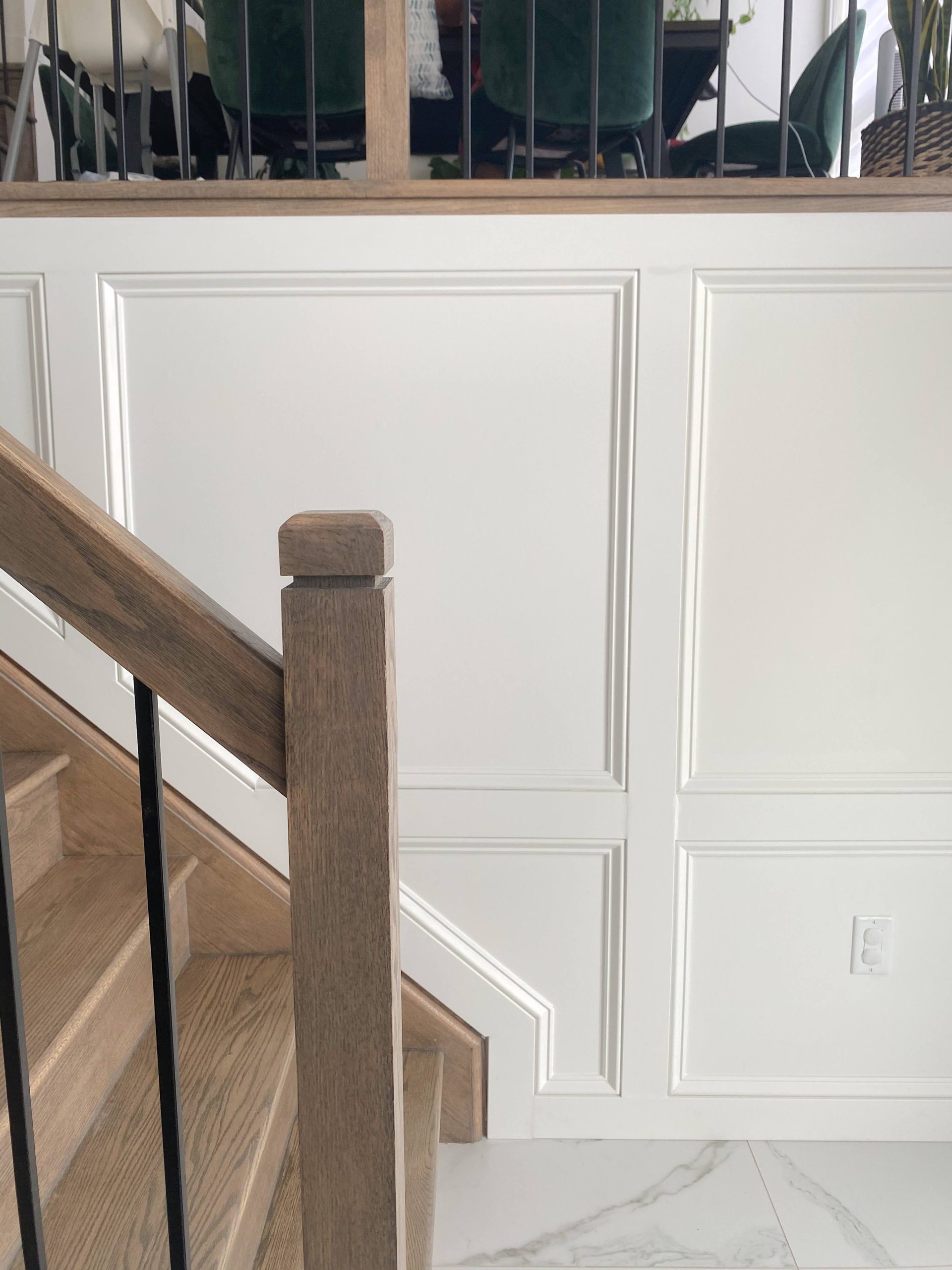 DIY Picture frame molding accent wall with chair rail Hana's Happy Home