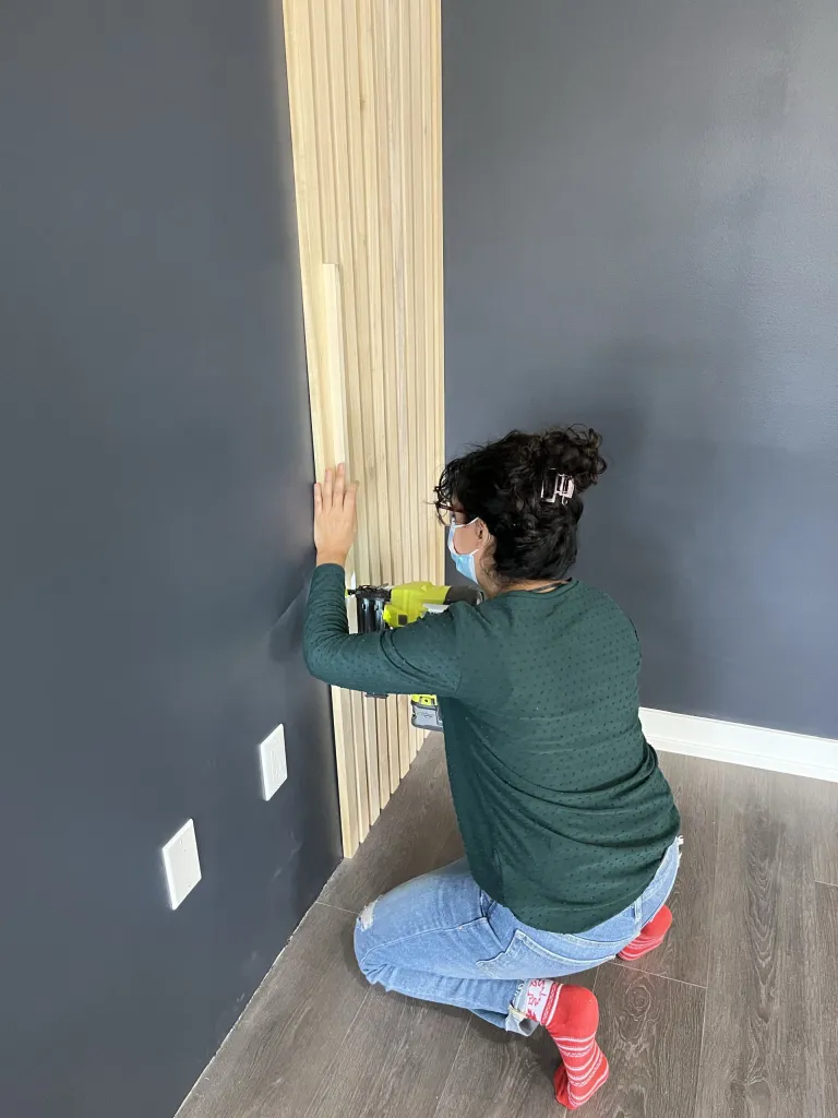Step by Step DIY Wood Slat Wall - Hana's Happy Home