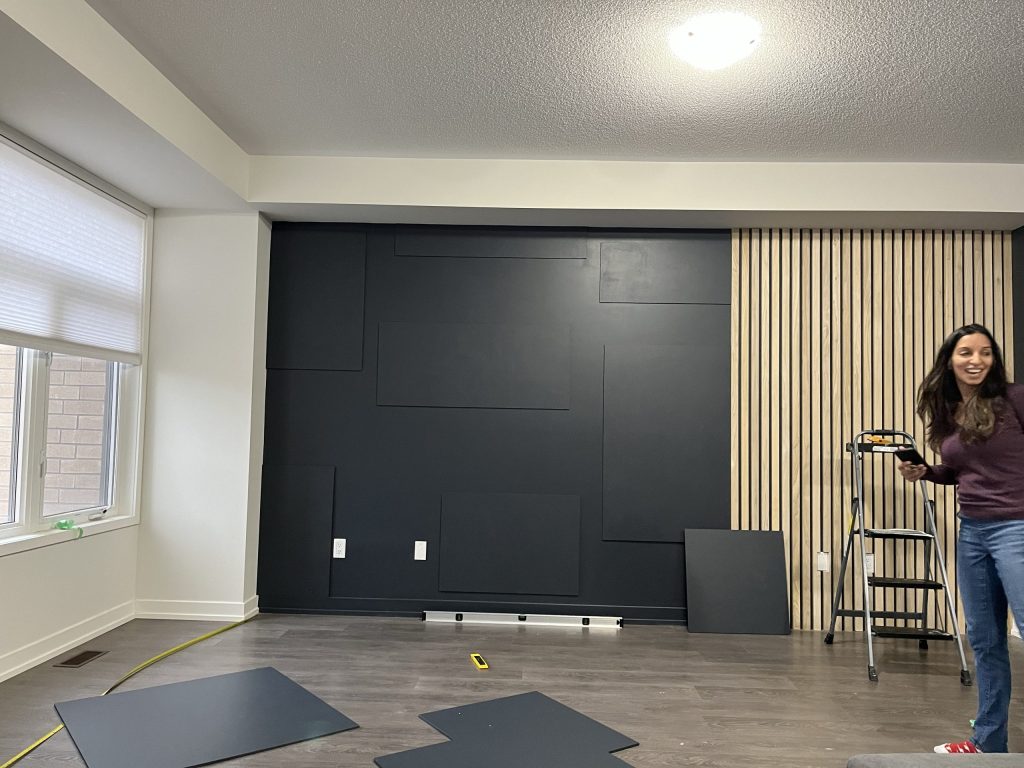DIY Living Room Geometric Accent Wall - Hana's Happy Home