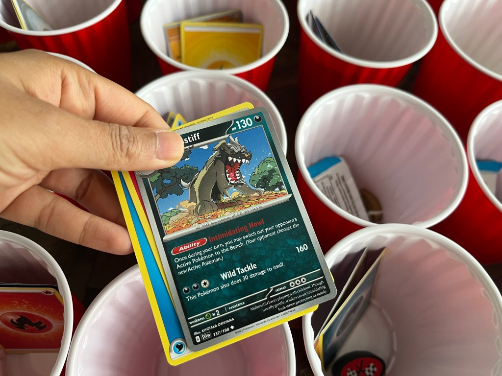 Fill the punch game cups with tons of Pokémon treats for the kids