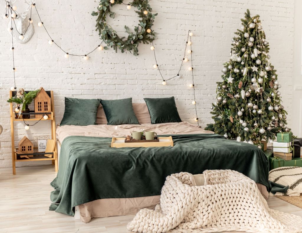 Neutral Christmas bedroom